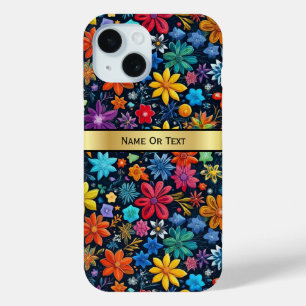 Coque Pour iPhone 15 Elégance colorée arc-en-ciel : Modèle floral uniqu