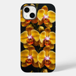 Coque Pour iPhone 14 Plus ✨ Élégance de la Fleur d'Orchidée Dorée 💛 Floral