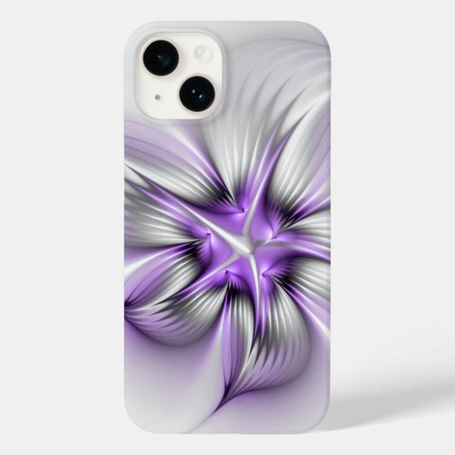 Coques Case-Mate iPhone Élégance florale Art Abstrait Violet Fractal moder (Verso)