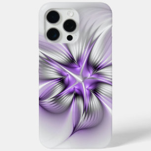 Coque iPhone 15 Pro Max Élégance florale Art fractal violet abstrait moder