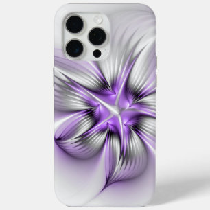 Coque iPhone 15 Pro Max Élégance florale Art fractal violet abstrait moder