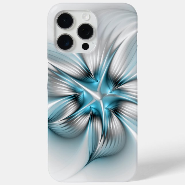 Coques Case-Mate iPhone Élégance florale Art moderne Abstrait bleu fractal (Verso)