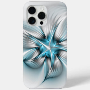 Coque iPhone 15 Pro Max Élégance florale Art moderne Abstrait bleu fractal