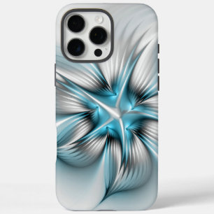 Coques iPhone 16 Pro Max Élégance florale Art moderne Abstrait bleu fractal