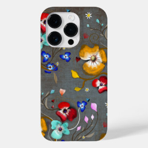 Coque Pour iPhone 14 Pro Elégance florale comestible bleu gris rupydetequil