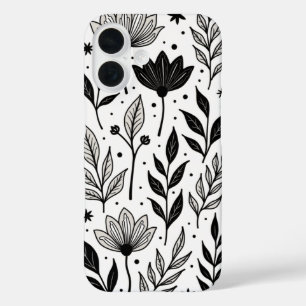 Coque Pour iPhone 16 "Élégance florale monochrome : une inspiration Vin