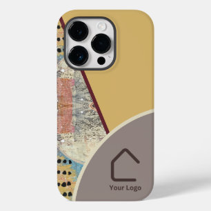 Coque Pour iPhone 14 Pro Élégance neutre avec logo Accents Abstraits