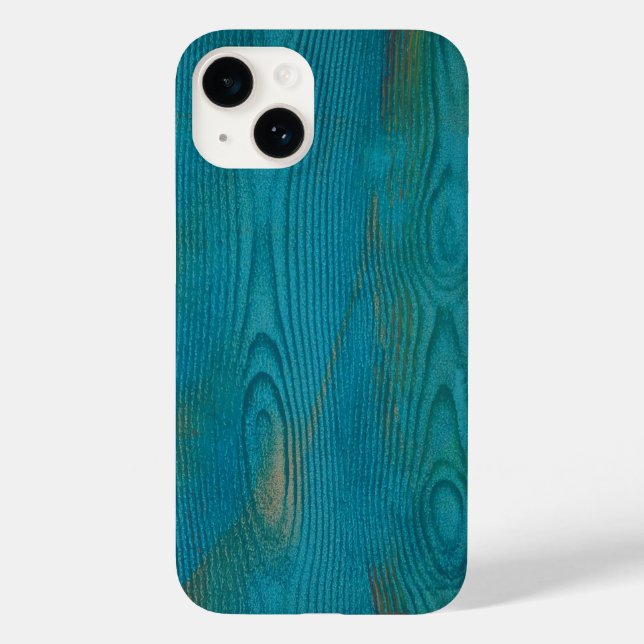 Coques Case-Mate iPhone Élégant Abstrait grain de bois Texture bleu Turquo (Verso)