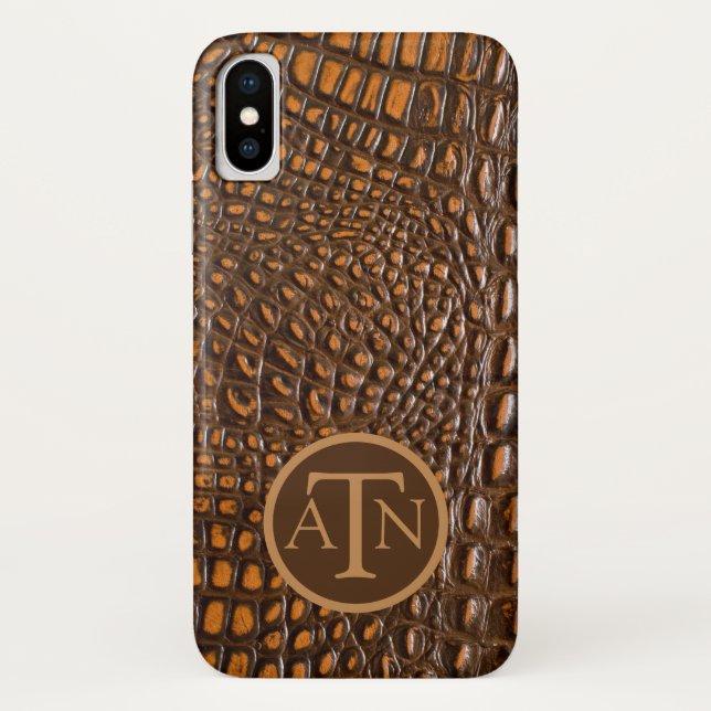Coques Case-Mate iPhone Élégant Alligator Monogramme de peau (Dos)