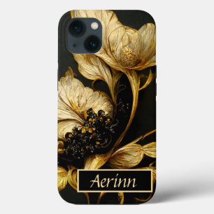 Case-Mate iPhone Case Élégant appareil téléphonique baroque noir & or Fl