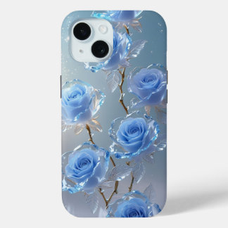 Coque Pour iPhone 15 Élégant appareil téléphonique d'hiver Roses de gla