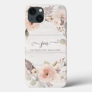Case-Mate iPhone Case Élégant aquarelle florale Foliage Monogramme rusti