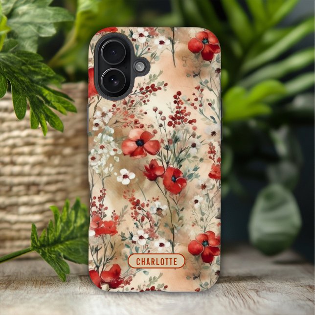 Coques Case-Mate iPhone Elégant aquarelle motif floral personnalisé (Créateur téléchargé)