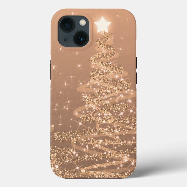 Coques Case-Mate iPhone Élégant Arbres étincelants de Noël en cuivre  (Verso)