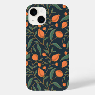 Coque Pour iPhone 14 Elégant Art Nouveau Orange Main Florale Tirée