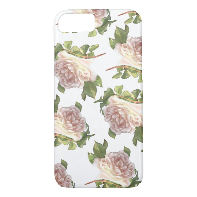 Coques Case-Mate iPhone Elégant beau rougissant blanc ivoire rose roses (Dos)