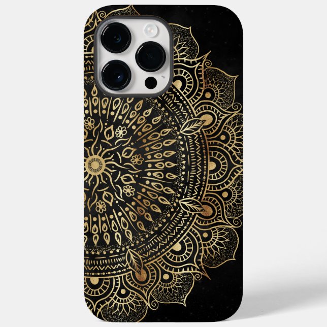 Coques Case-Mate iPhone Elégant Black Gold Mandala Floral Design (Verso)