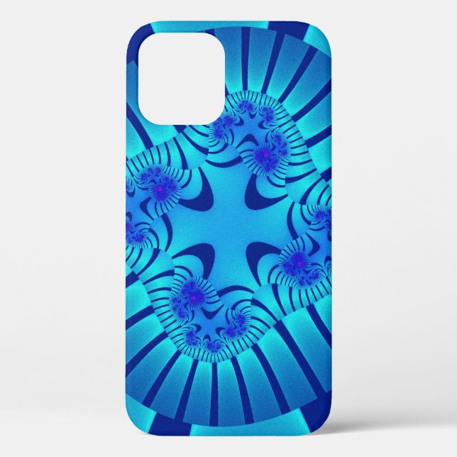 Coques Case-Mate iPhone Élégant bleu clair fractal (Verso)