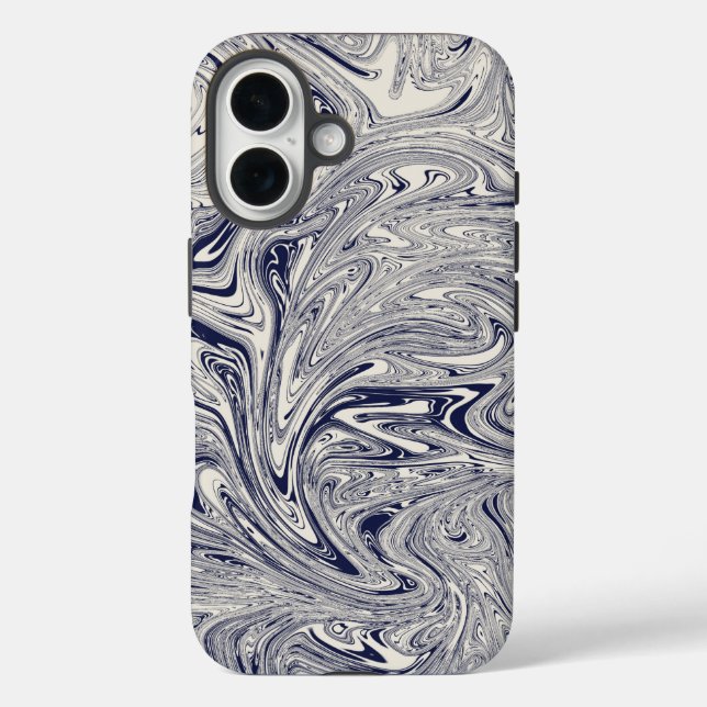 Coques Case-Mate iPhone Elégant bleu et Marbre blanc spiral (Verso)