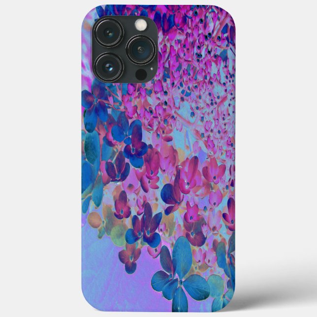 Coques Case-Mate iPhone Élégant bleu foncé et lumière magenta Hydrangea (Verso)