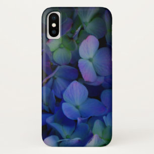 Coque iPhone X Élégant bleu pourpre bleu pourpre floral