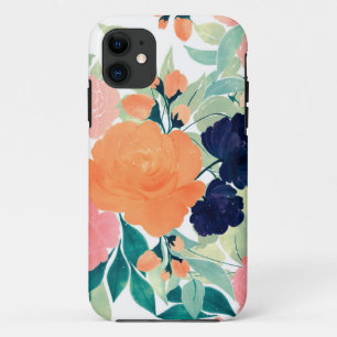 Case-Mate iPhone Case Elégant bleu rose orange Fleurs d'aquarelle Floral