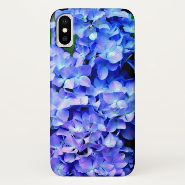 Coques Case-Mate iPhone Élégant bleu violet clair magenta hydrangée floral (Dos)