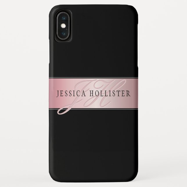 Coques Case-Mate iPhone Elégant Blush Faux Rose Gold | Nom et initiales (Dos)