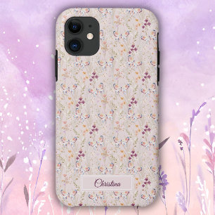 Case-Mate iPhone Case Élégant Boho Aquarelle Fleur Papillon Monogramme