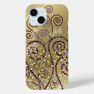 Coque Pour iPhone 15 Elégant Boho Purple Boho Deco Pointes Spirales Art