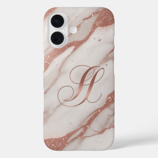 Coque Pour iPhone 16 Élégant boîtier de téléphone en or rose et marbre