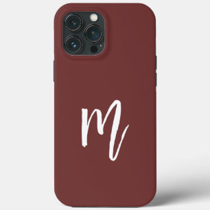 Case-Mate iPhone Case Élégant bordeaux foncé Monogram Calligraphie simpl