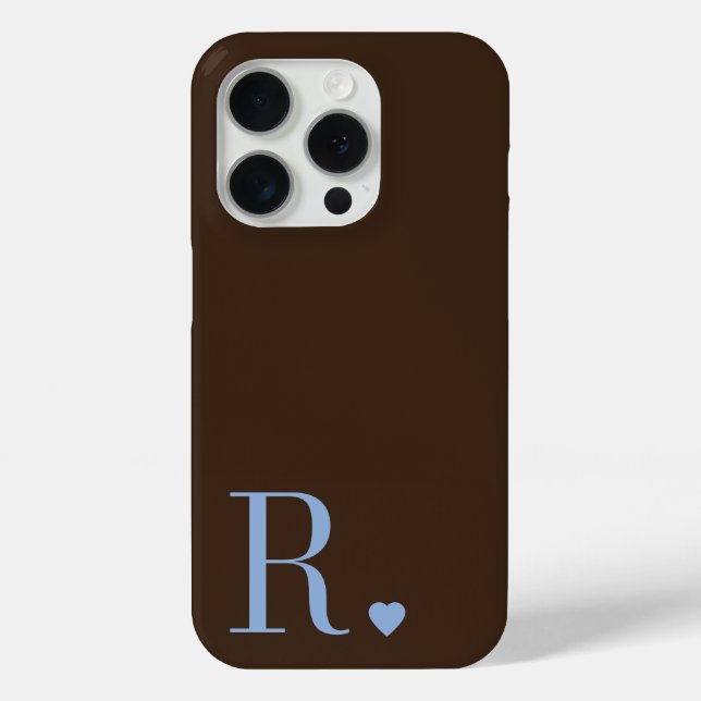 Coques Case-Mate iPhone Elegant brown &dusty blue monogram iniital (Verso)
