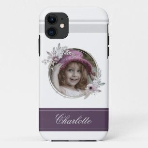 Case-Mate iPhone Case Elégant cadre à fleurs rondes Burgundy Photo