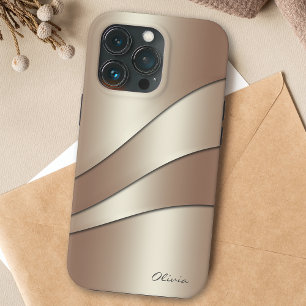 Case-Mate iPhone Case Élégant Champagne Shimmer Vagues Motif avec nom