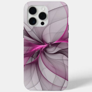 Coque iPhone 15 Pro Max Elégant Chaos Moderne Abstrait rose Fractal Art