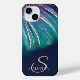 Coque Pour iPhone 15 Élégant Chic Abstrait, Bleu de marine
