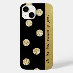Coque Pour iPhone 14 Elégant Chic Black Gold Dots-Motivational Message