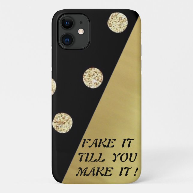 Coques Case-Mate iPhone Elégant Chic Black Gold Dots-Motivational Message (Dos)