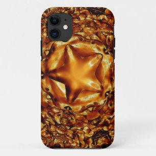 Coque iPhone 11 Élégant Chic Cuivre Or Star de Noël