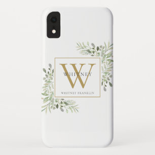 Case-Mate iPhone Case Élégant Chic Monogramme de verdure en or