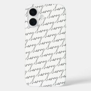 Coque Pour iPhone 16 Élégant Chic noir blanc Merry Script Lettres