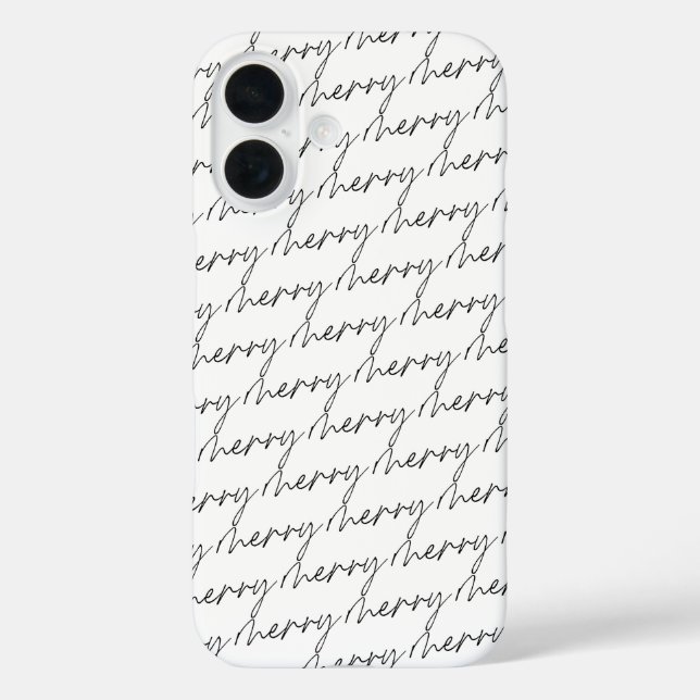 Coques Case-Mate iPhone Élégant Chic noir blanc Merry Script Lettres (Verso)