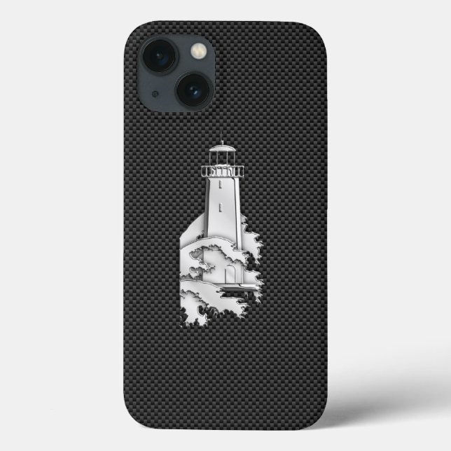 Coques Case-Mate iPhone Élégant Chrome comme phare sur fibre de carbone (Verso)