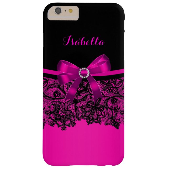 Coques Case-Mate iPhone Élégant Classé Chaud Rose Bow Black Lace (Dos)