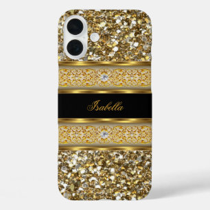 iPhone 16 Plus Case Élégant Classe Or Diamant Paillettes