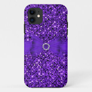 Etui iPhone Case-Mate Élégant Classe Violet Argent Paillettes Look