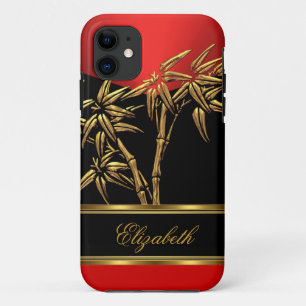 Case-Mate iPhone Case Elégant Classy Asiatique Bambou Rouge Or Noir