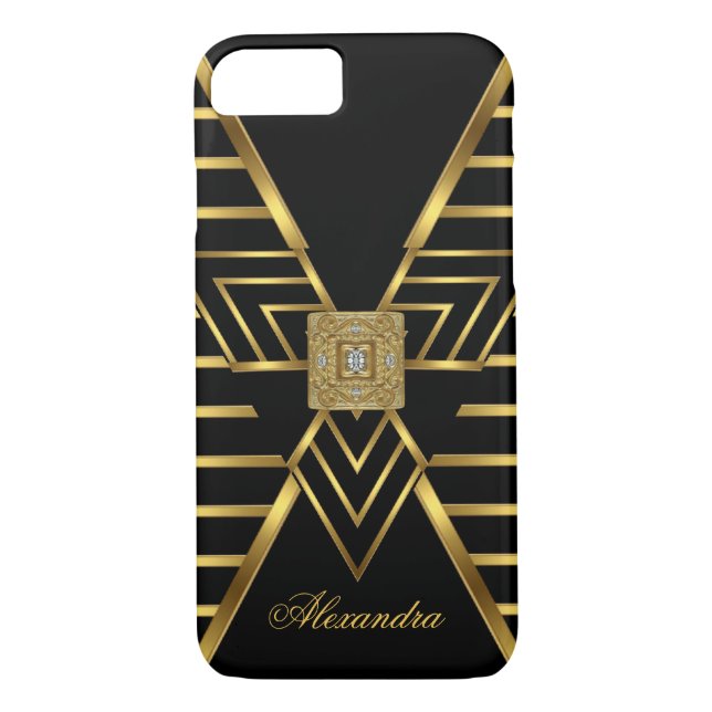 Coques Case-Mate iPhone Elégant Classy Gold Black Stripe Art Déco (Dos)