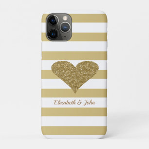 Case-Mate iPhone Case Élégant Coeur De Glitterie Or Faux Sur Les Rayures
